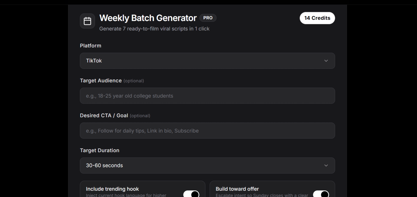 Weekly Batch Generator